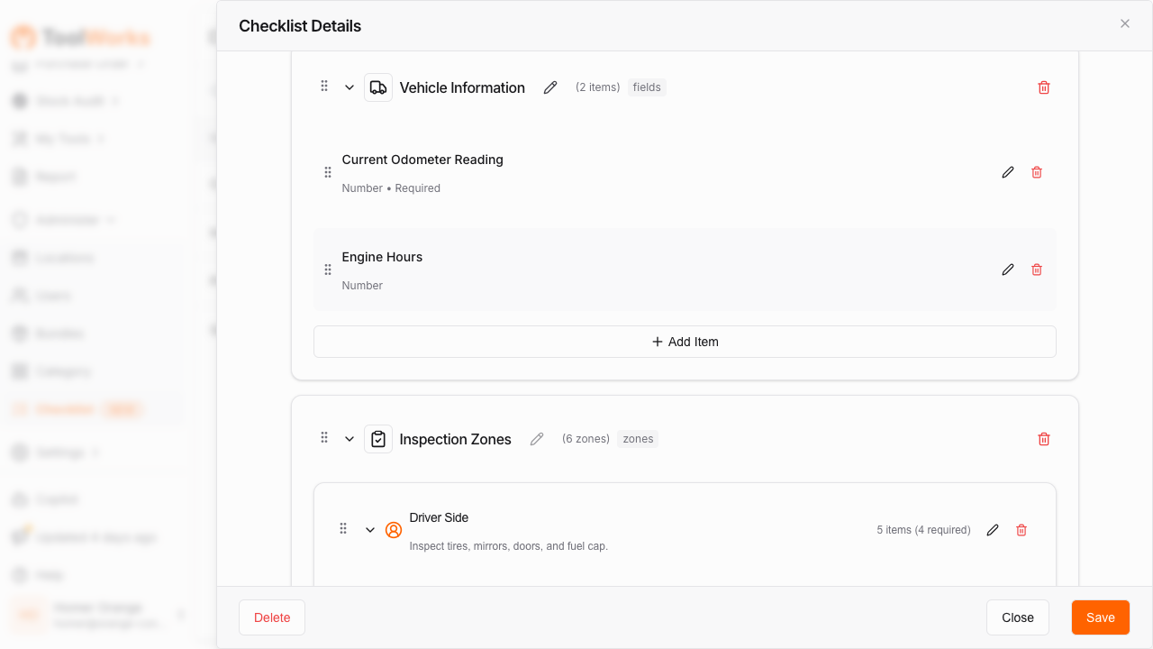 Drag-and-drop checklist builder